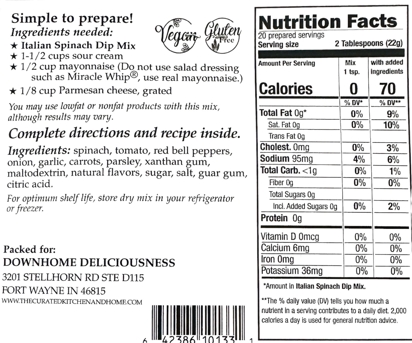 Downhome Deliciousness Italian Spinach Dip Mix