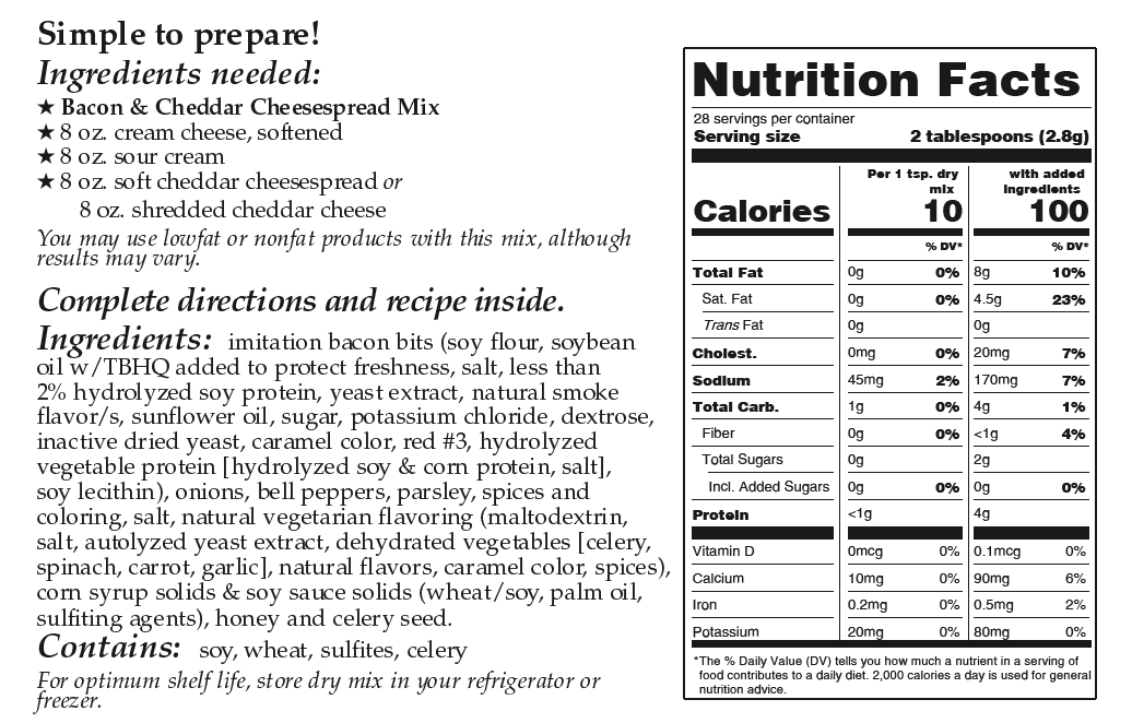 Downhome Deliciousness Bacon & Cheddar Cheesespread Mix