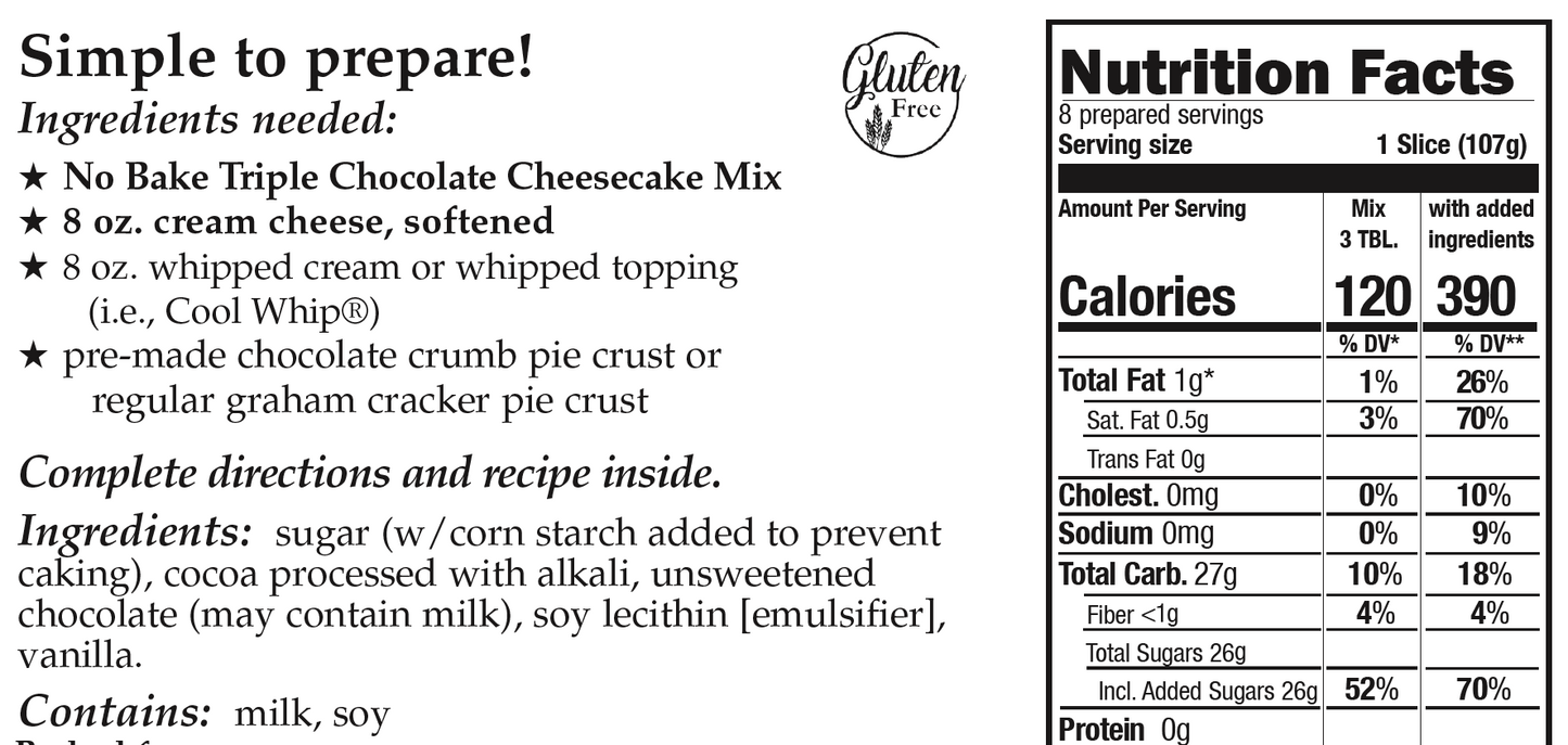 Downhome Deliciousness No-Bake Triple Chocolate Cheesecake Mix