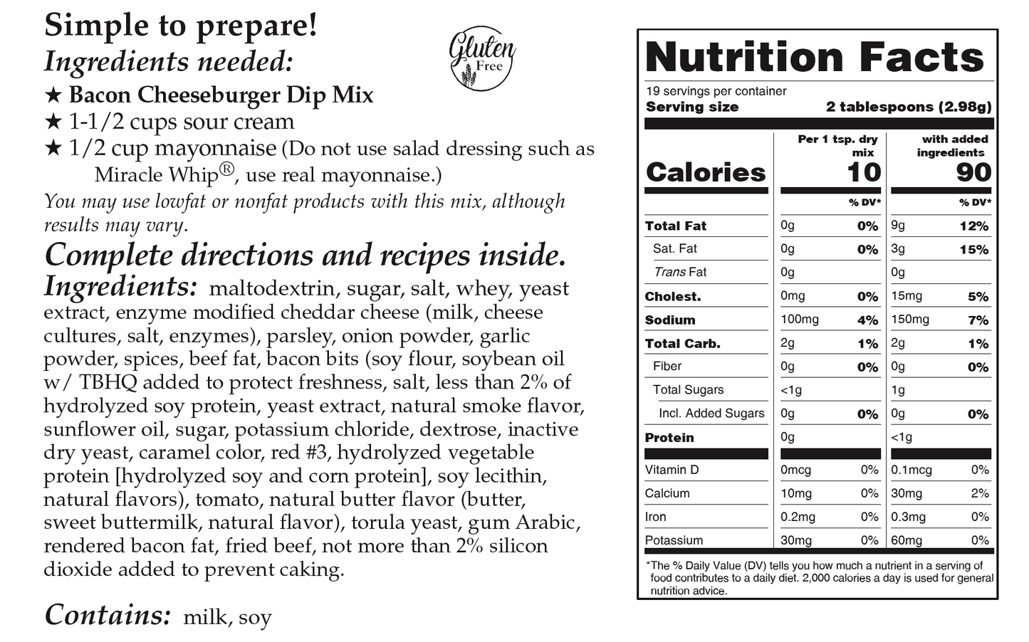 Downhome Deliciousness Bacon Cheeseburger Dip Mix