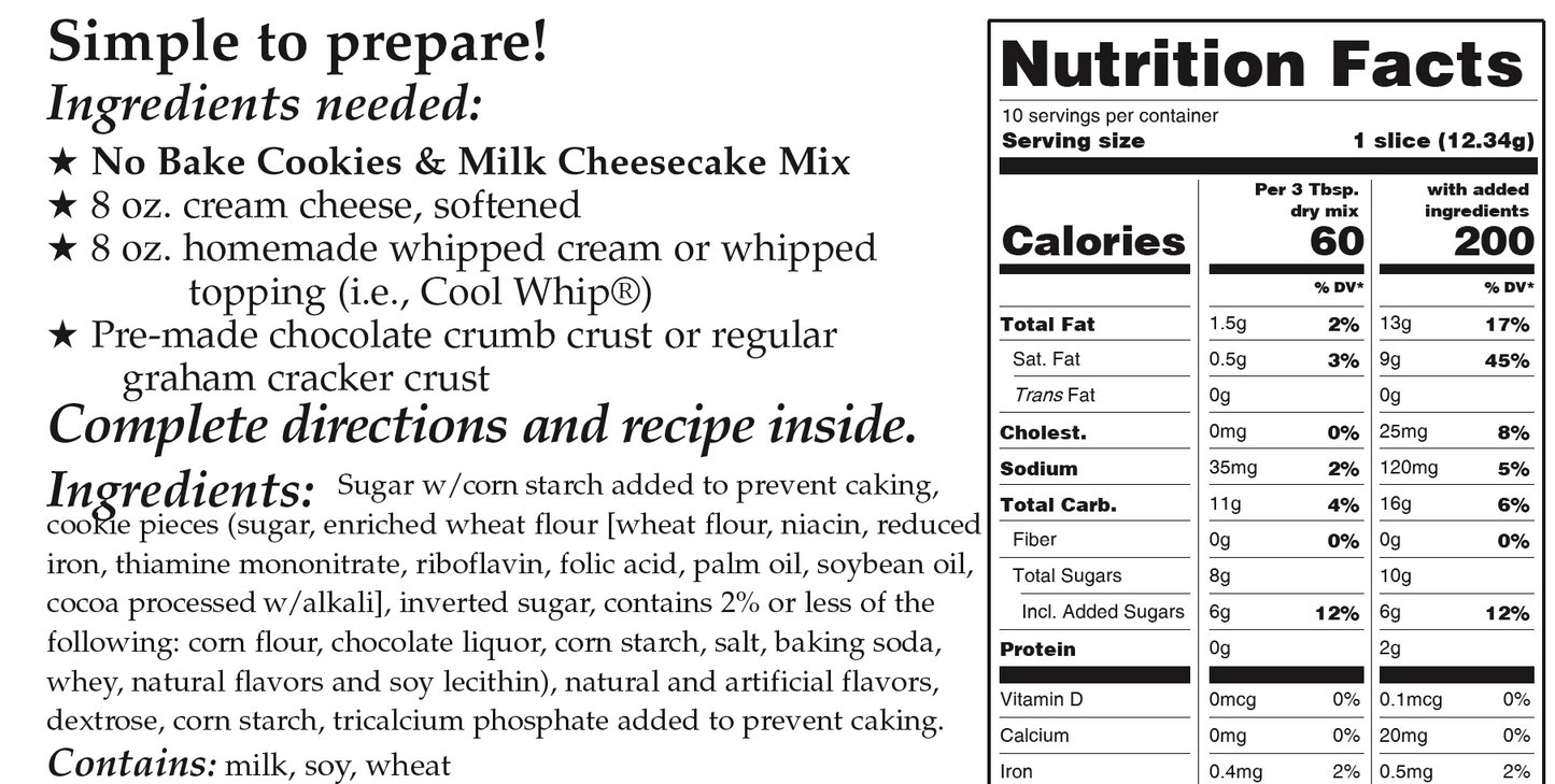Downhome Deliciousness Cookies & Milk No-Bake Cheesecake Mix