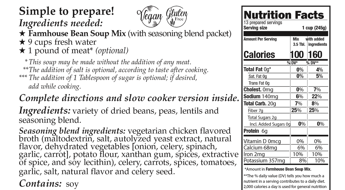 Downhome Deliciousness Farmhouse Bean Soup Mix