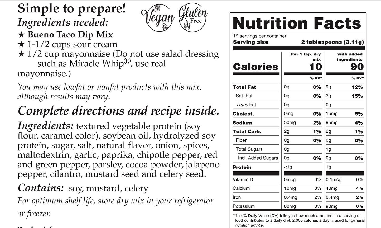 Downhome Deliciousness Bueno Taco Dip Mix