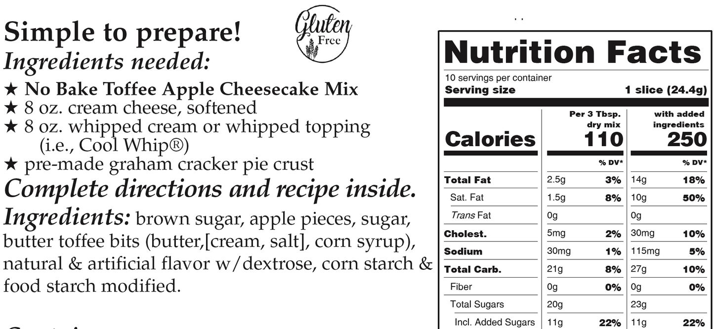 Downhome Deliciousness Toffee Apple No-Bake Cheesecake Mix