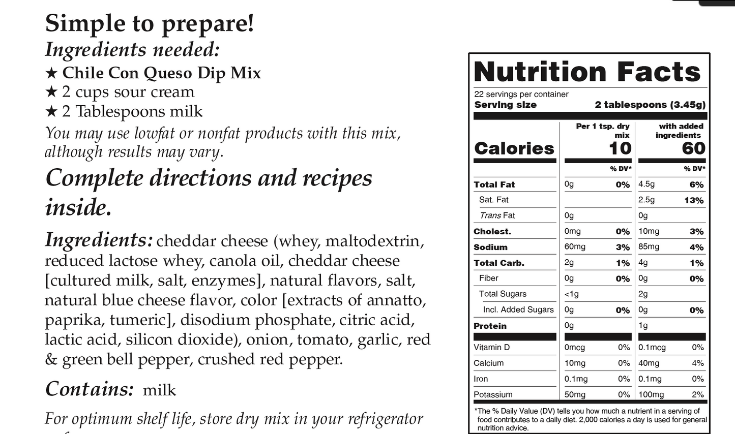 Downhome Deliciousness Chile Con Queso Dip Mix