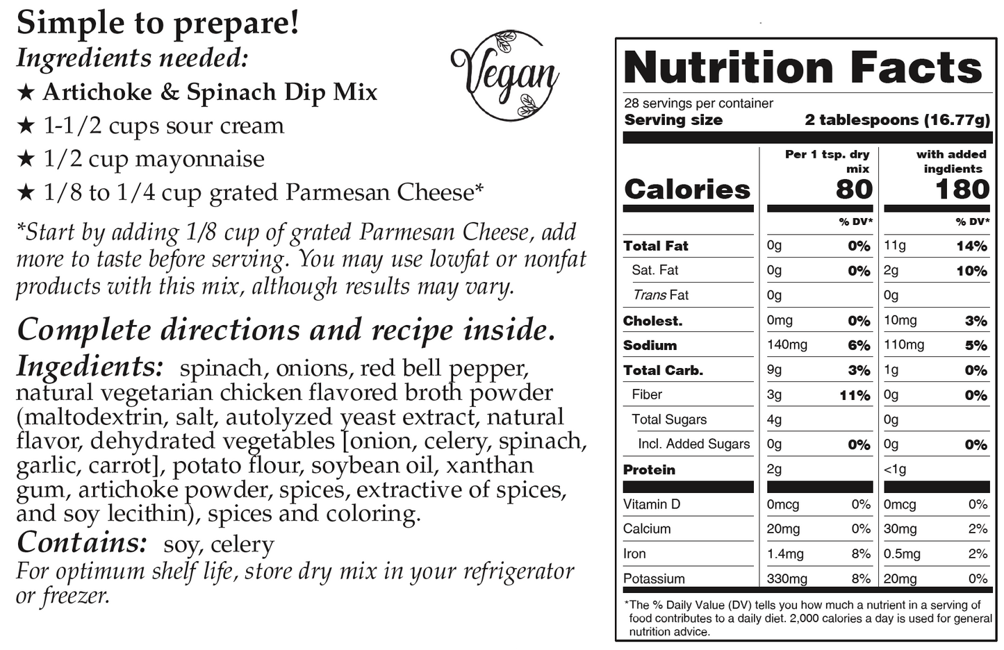 Downhome Deliciousness Artichoke Spinach Dip Mix
