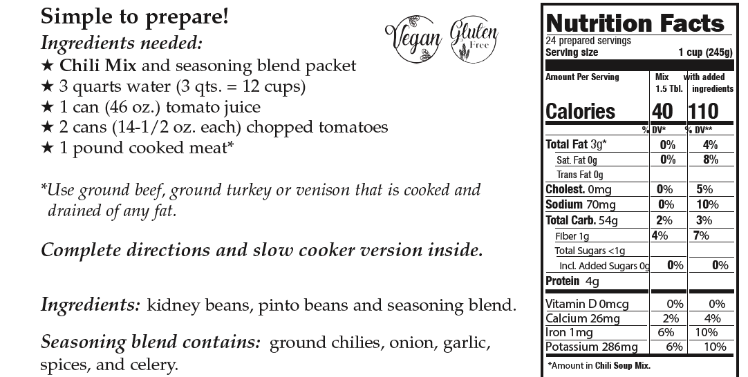 Downhome Deliciousness Chili Mix With Beans